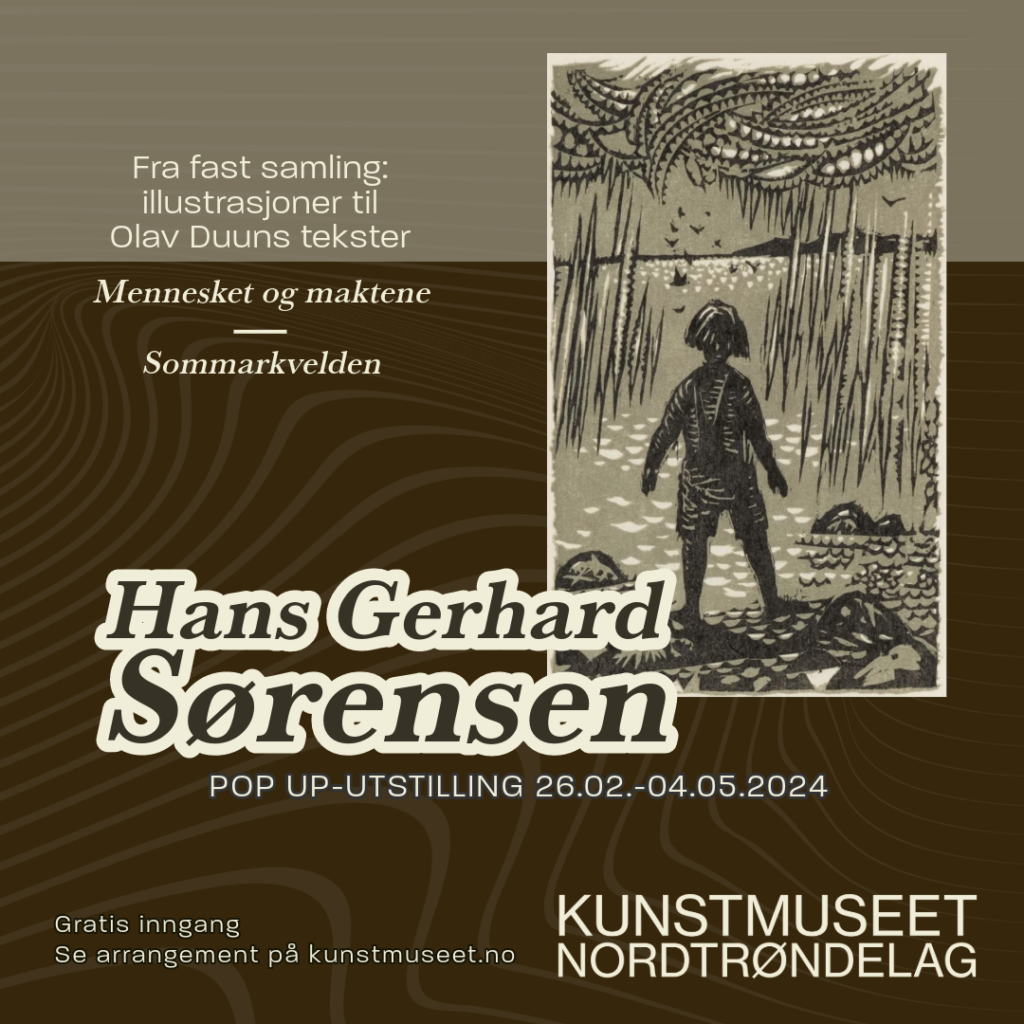 Plakat til pop up- utstilling som viser et verk av Hans Gerhard Sørensen